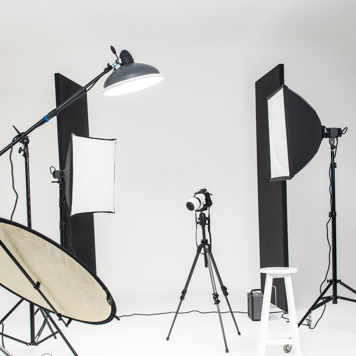 Empty studio with photography lightings